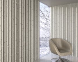 Modern Chair and Wall Panels with Bamboo Elements 3D model