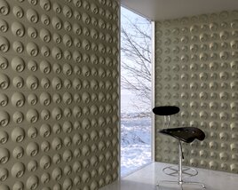 Modern Workspace with Textured Wall Design 3Dモデル