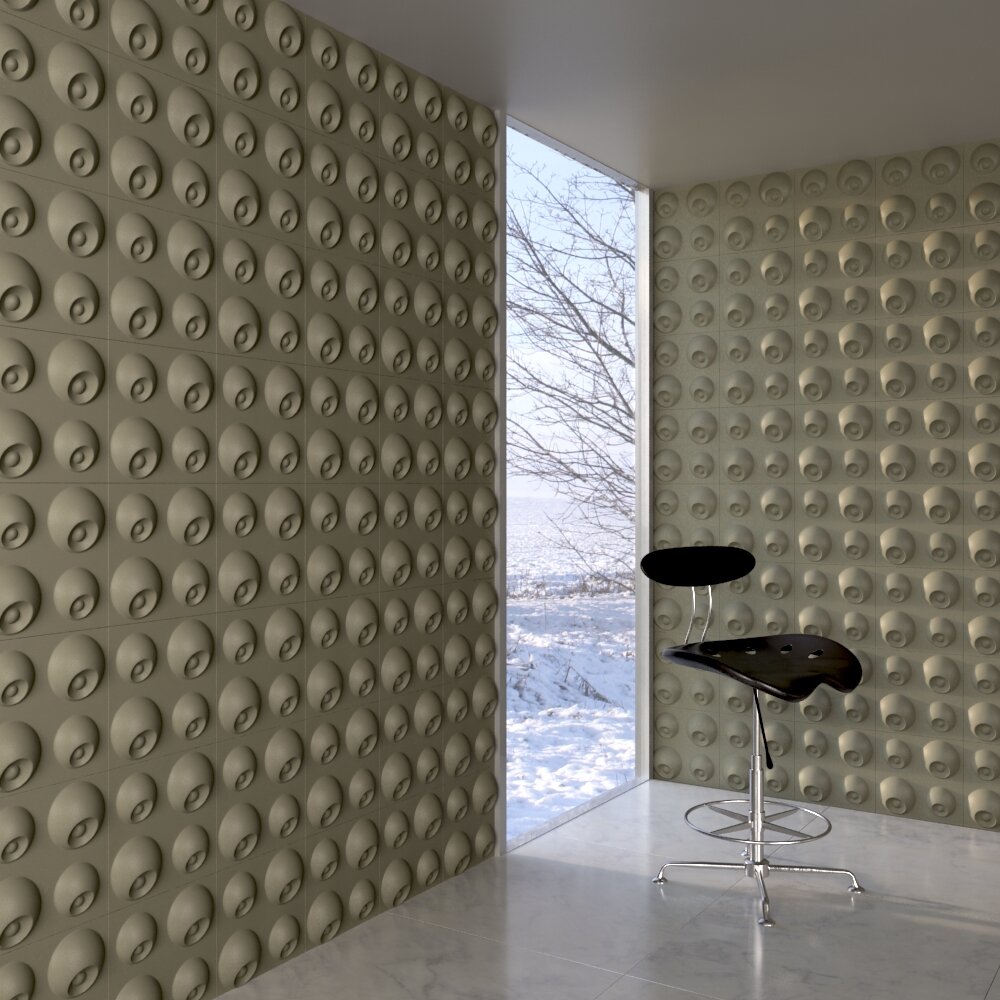 Modern Workspace with Textured Wall Design 3D model