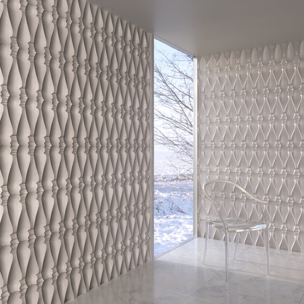 Geometric Grey Wall Panel Design Modello 3D