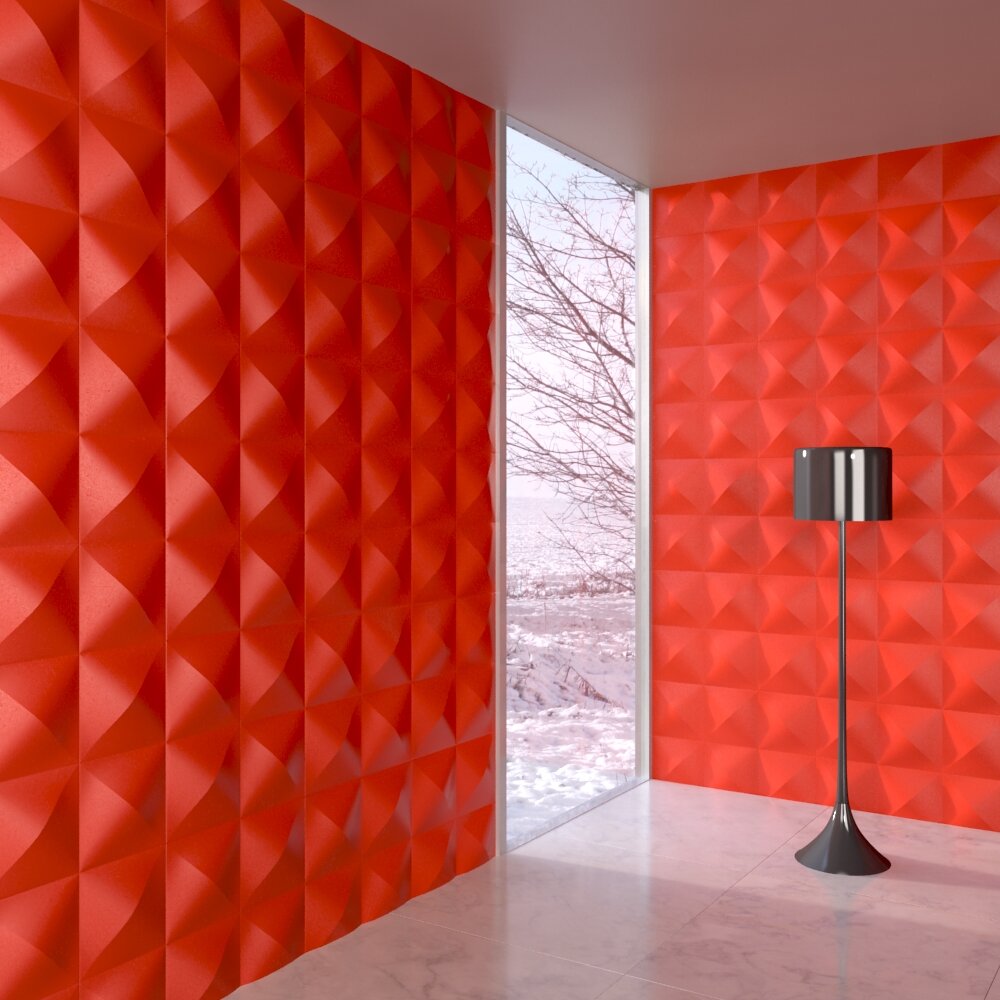 Modern Red Textured Wall Panels Design Modelo 3d