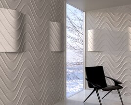 Wavy Wall Texture in Modern Interior 3Dモデル