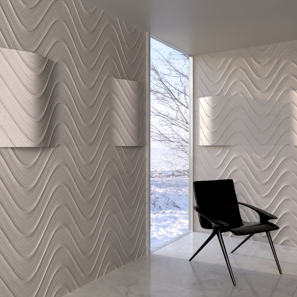 Wavy Wall Texture in Modern Interior 3D模型