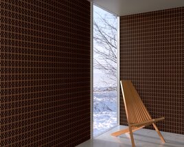 Wooden Slat Chair by the Window Modello 3D