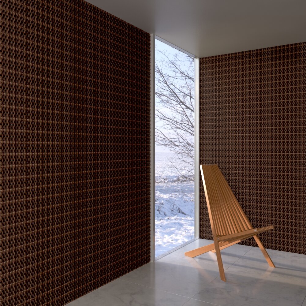 Wooden Slat Chair by the Window 3D-Modell
