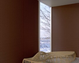 Modern Brown Decorative Wall Panels and Wicker Lounger 3D模型