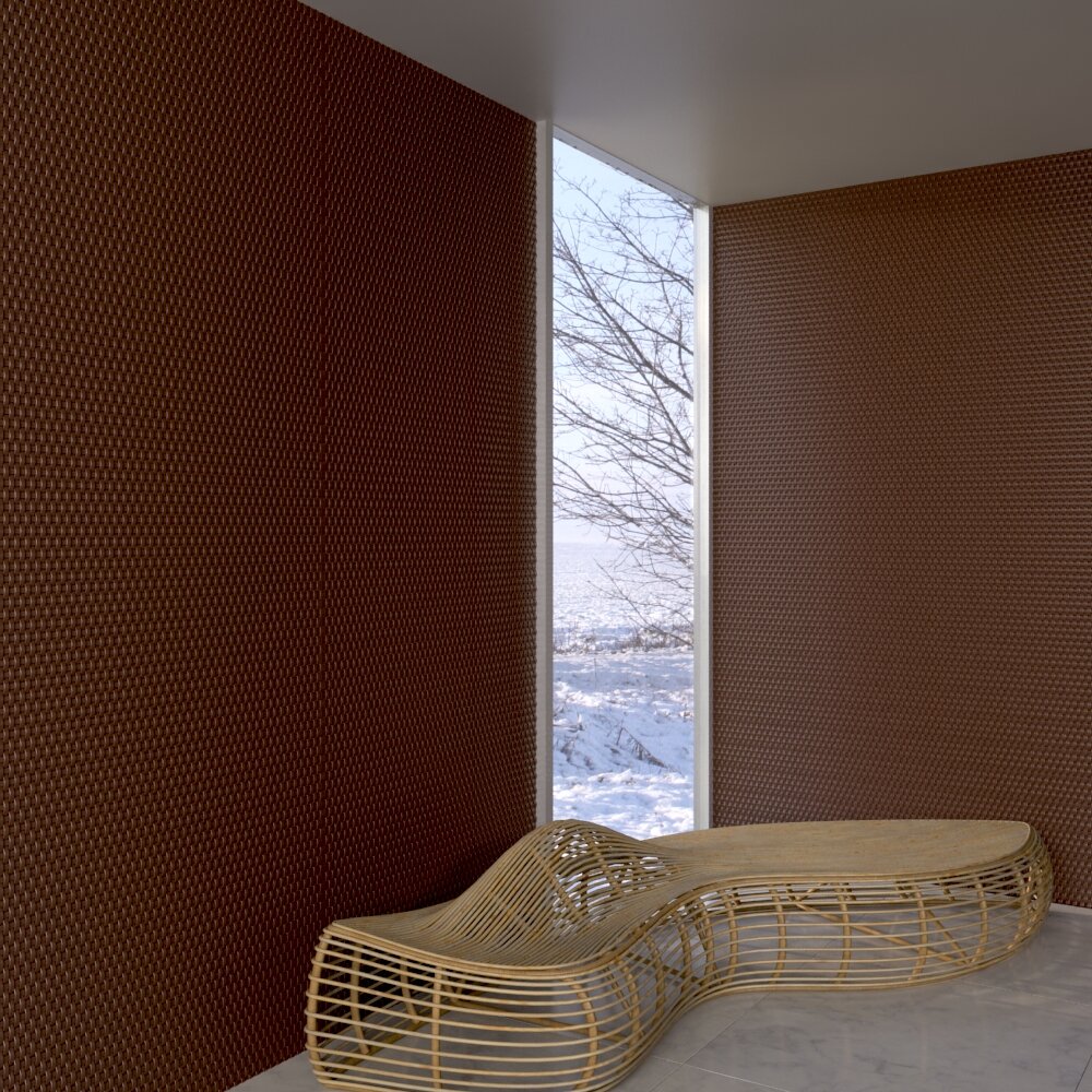 Modern Brown Decorative Wall Panels and Wicker Lounger Modelo 3d