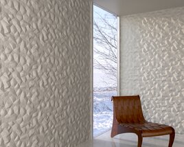 Modern Textured Wall with Wooden Chair by the Window 3D model