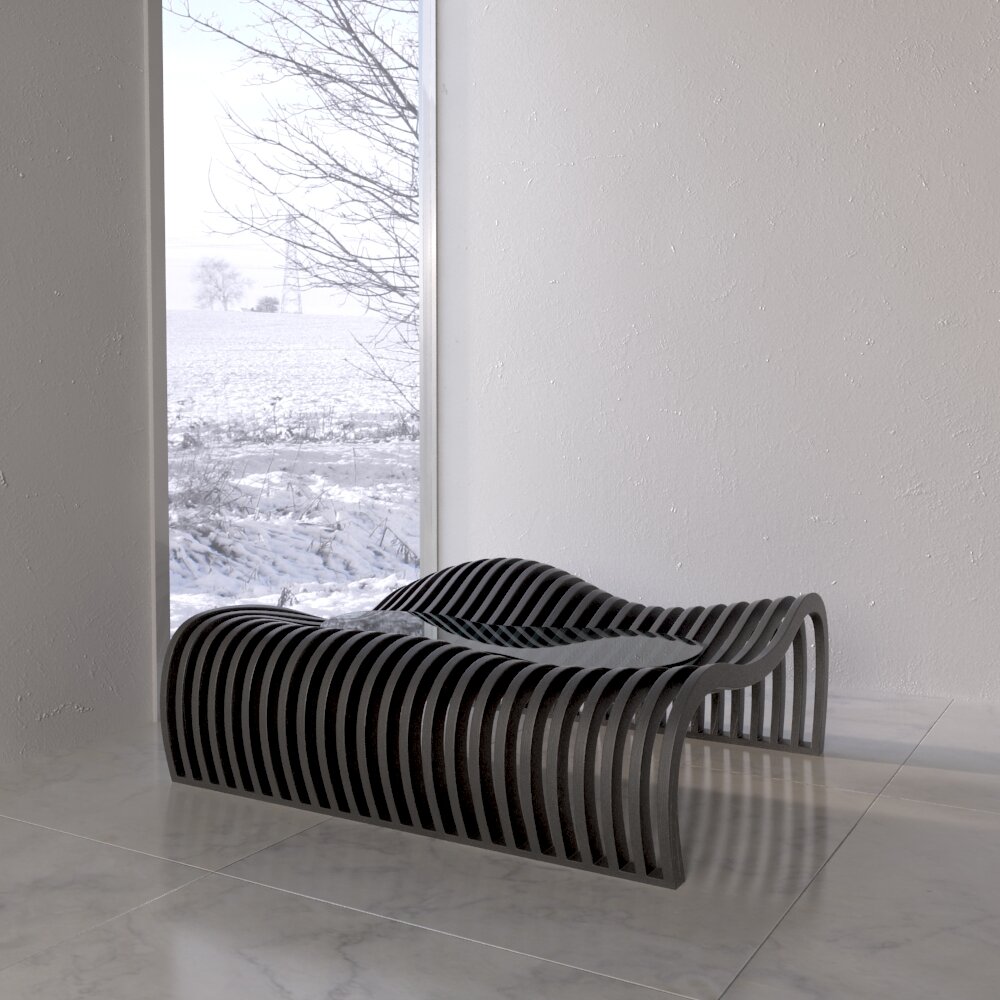 Modern Curved Bench Modello 3D