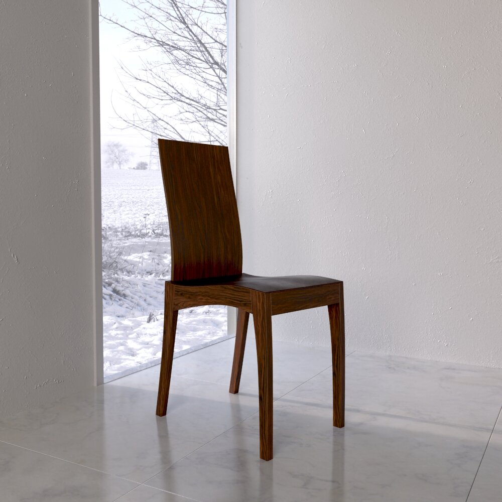 Modern Wooden Chair 3D 모델 