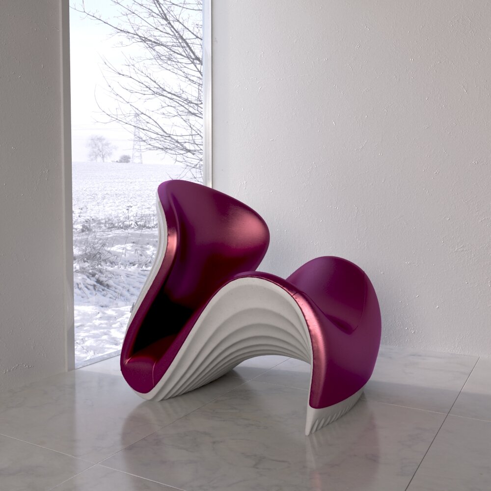 Futuristic Magenta Chair Modello 3D