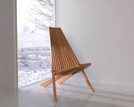 Sleek Wooden Chair Design 3Dモデル