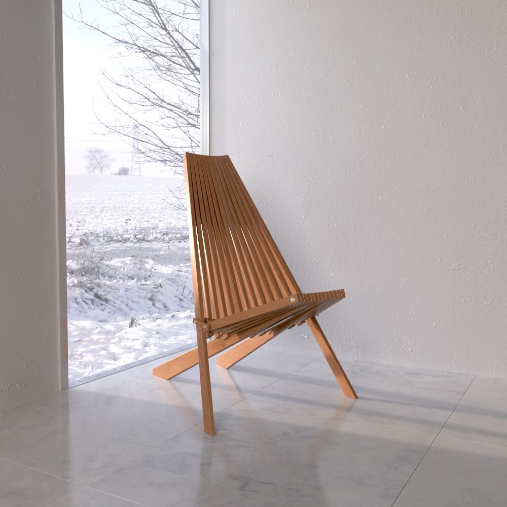 Sleek Wooden Chair Design Modello 3D