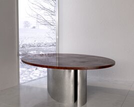 Contemporary Wooden Top Table 3D 모델 