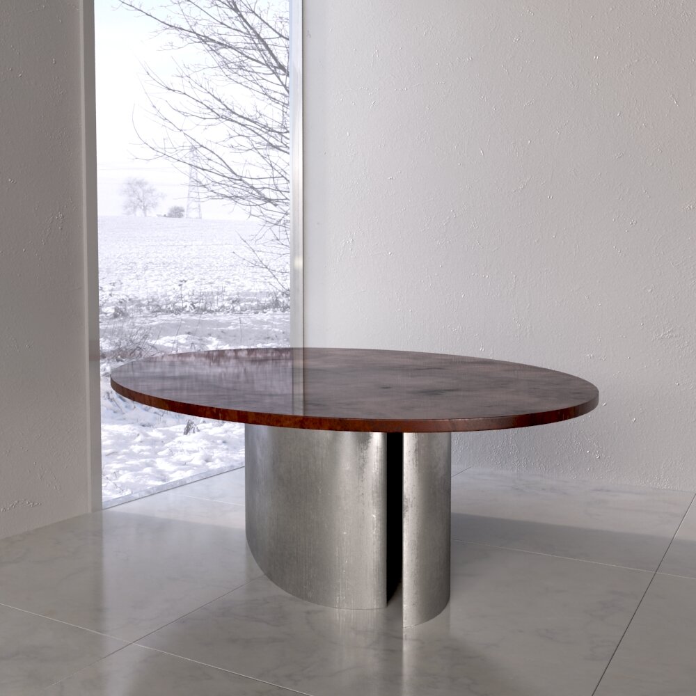 Contemporary Wooden Top Table 3D模型