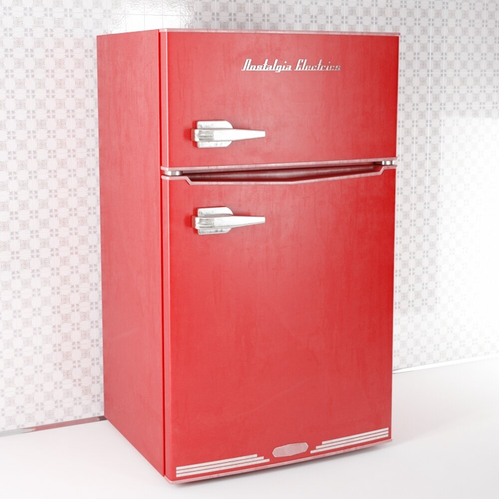 Vintage Red Refrigerator 3D 모델 
