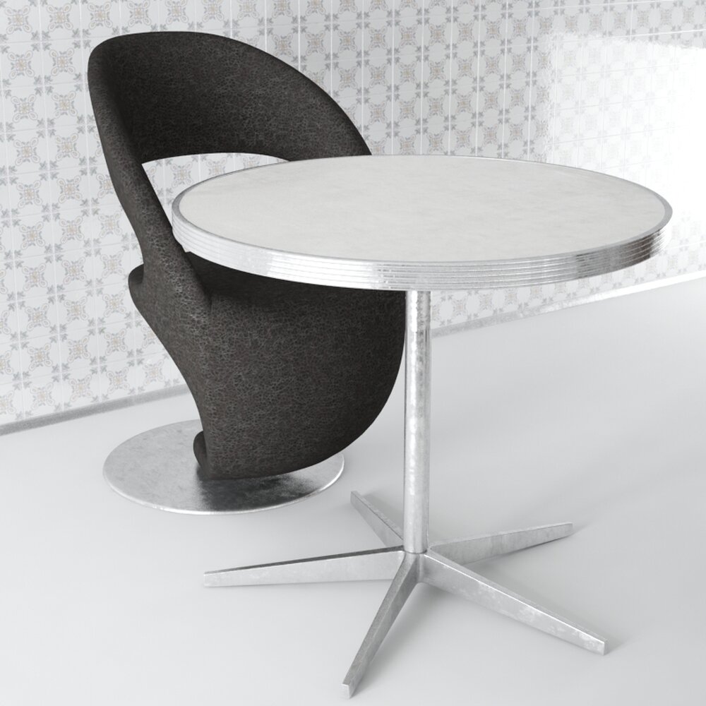 Modern Designer Chair and Table Set 3Dモデル