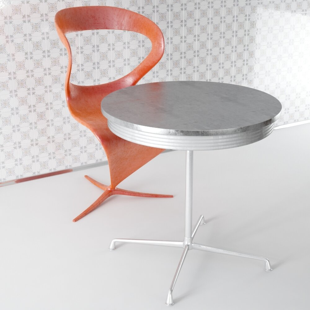 Modern Chair with Table 3D-Modell