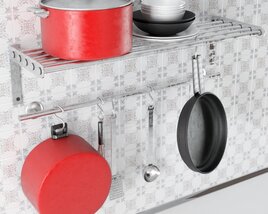 Wall-Mounted Kitchen Rack 3D 모델 