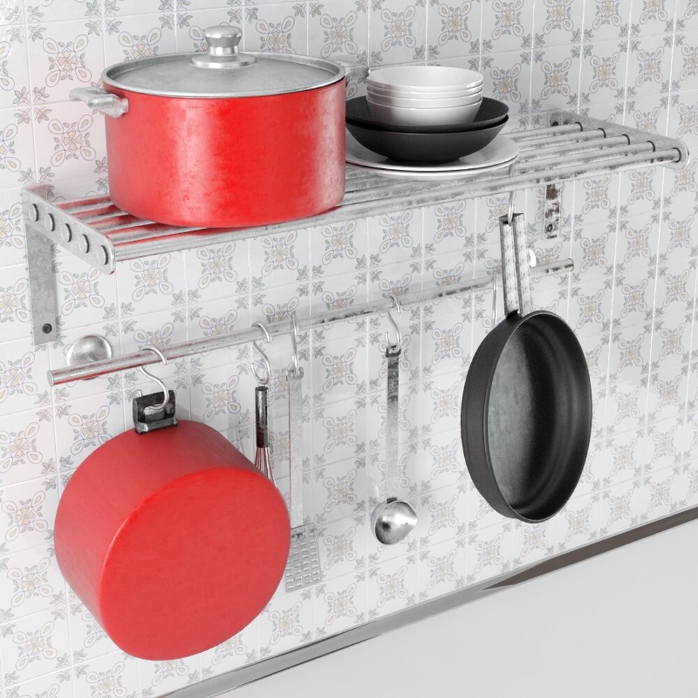 Wall-Mounted Kitchen Rack 3D-Modell