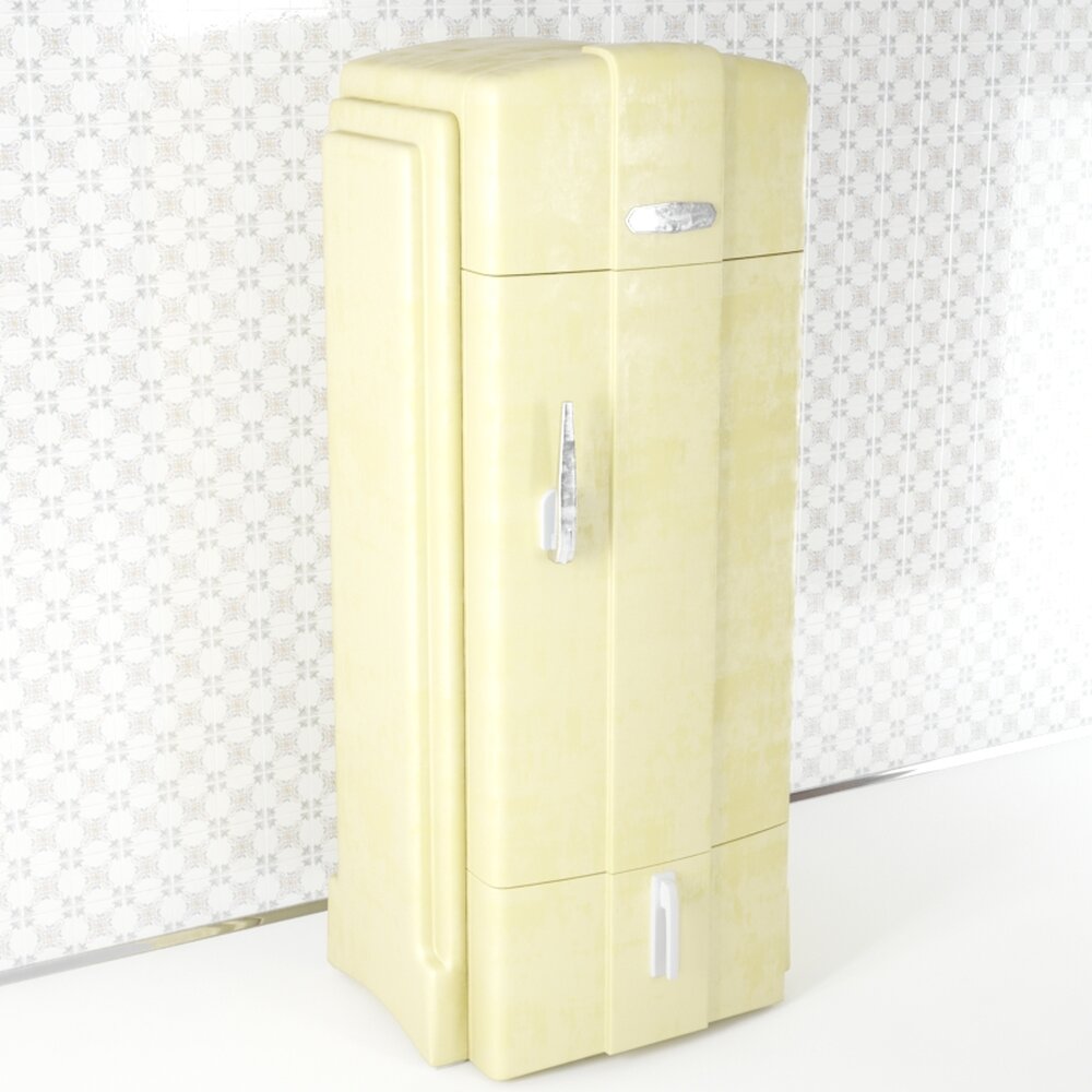 Vintage Refrigerator 02 3D 모델 