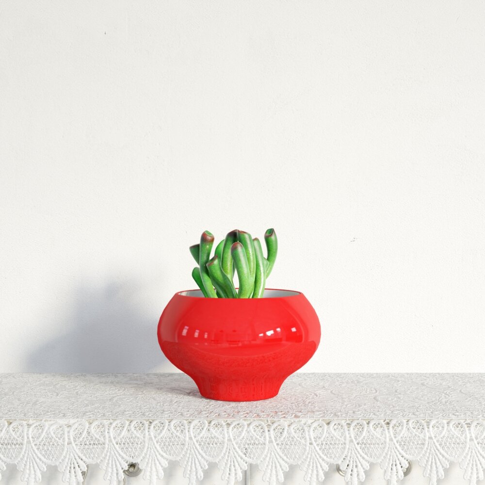 Red Succulent Planter 3D模型