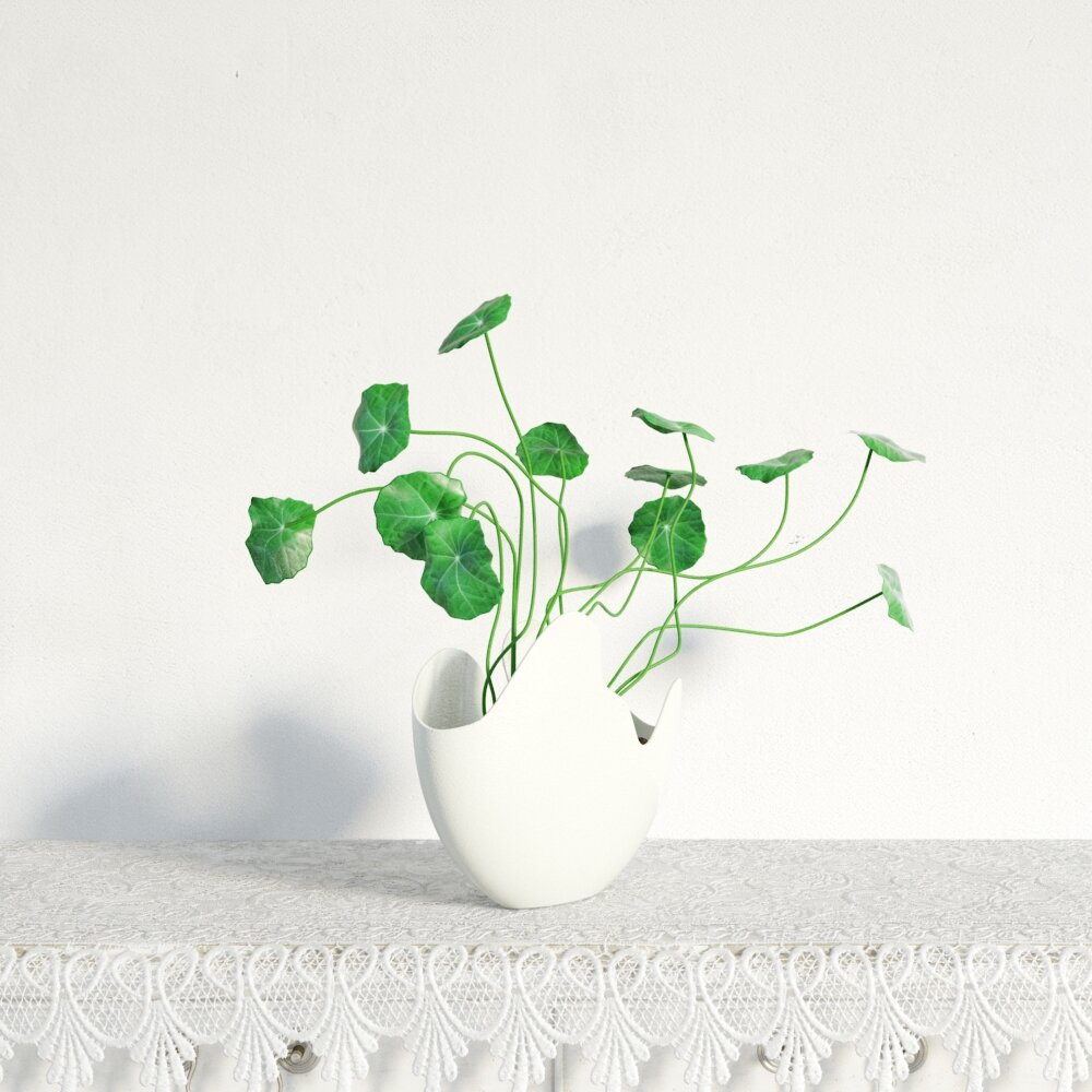 Modern Ceramic Vase with Greenery 3Dモデル