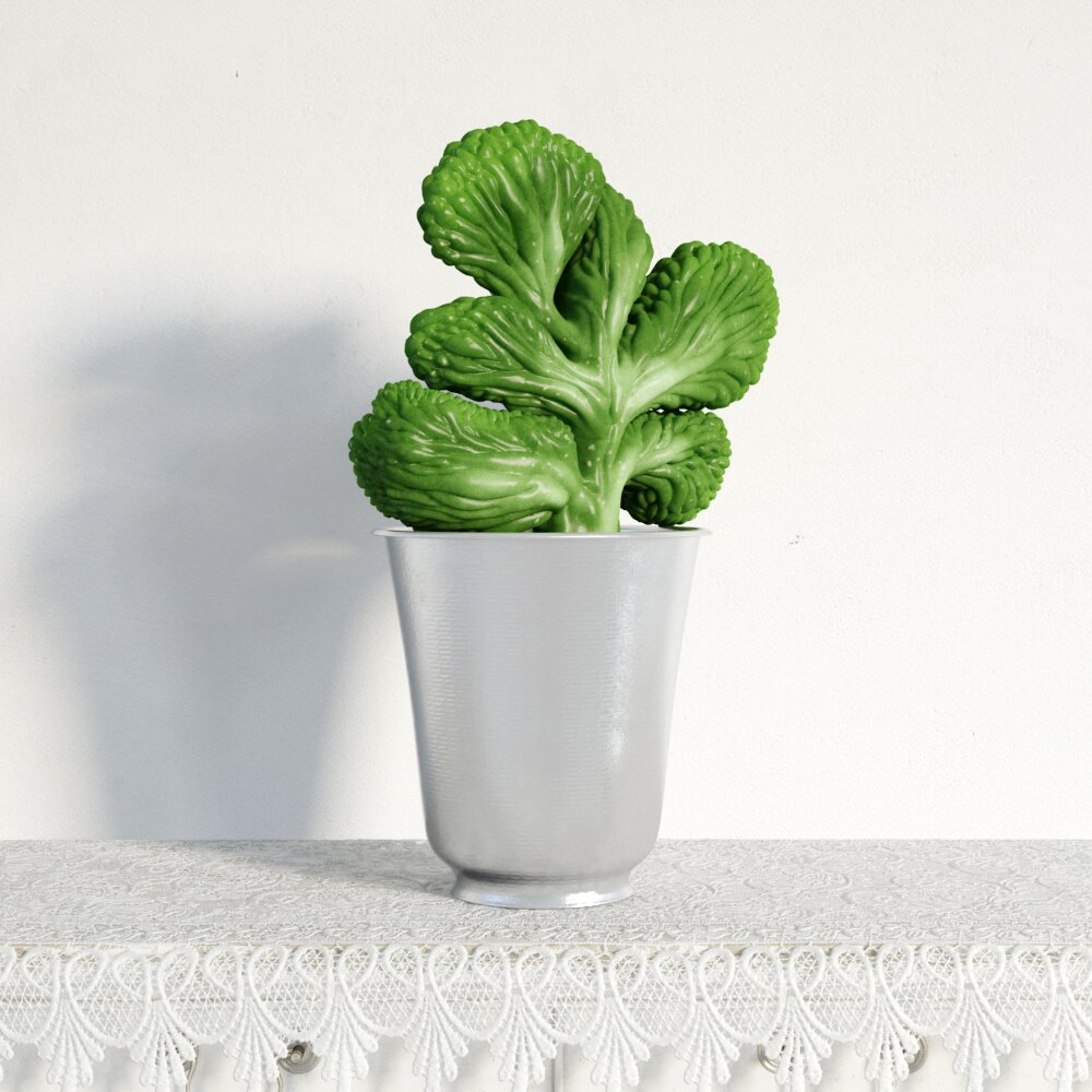 Green Plant in a White Pot 3D 모델 