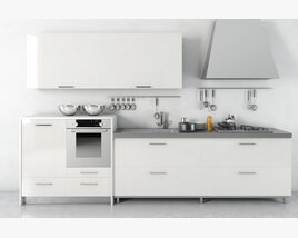 Modern White Kitchen 04 3Dモデル