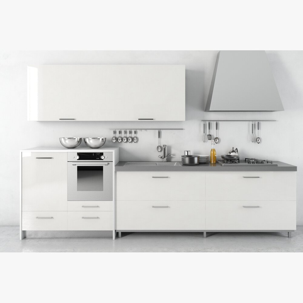 Modern White Kitchen 04 3D 모델 
