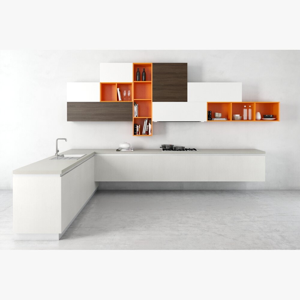 Modern Minimalist Kitchen Cabinetry 3D model