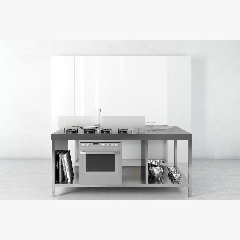 Minimalist Modern Kitchen Counter 3D model