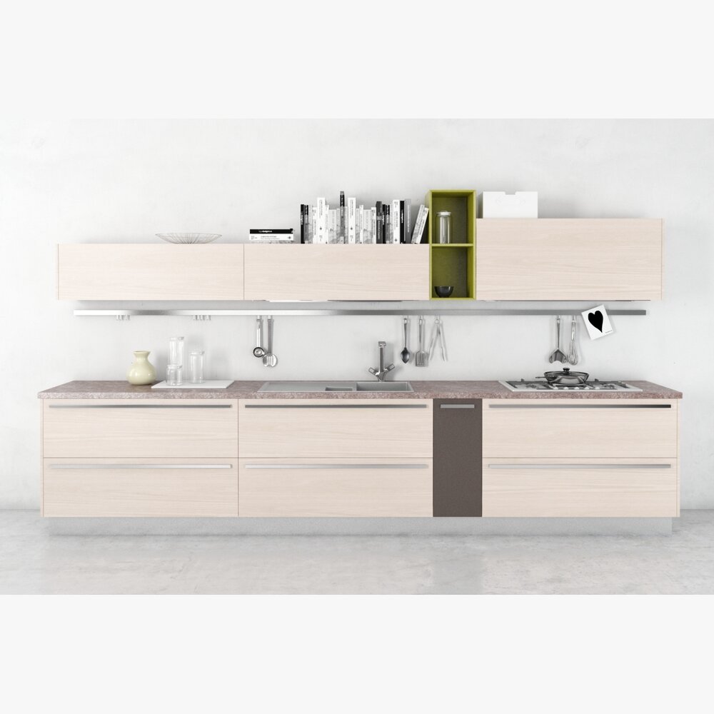 Modern Minimalist Kitchen Cabinet Modèle 3D