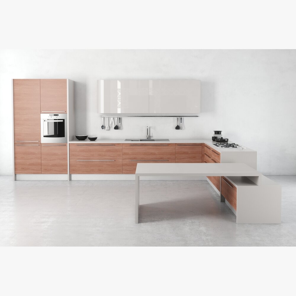 Modern Minimalist Kitchen Design 02 3D-Modell