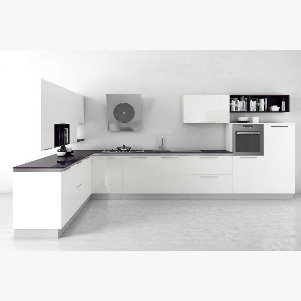 Modern Minimalist Kitchen Design 03 3D-Modell