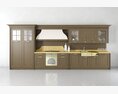 Classic Wooden Kitchen Cabinet Set 3d model