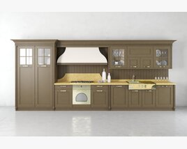 Classic Wooden Kitchen Cabinet Set 3Dモデル
