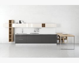 Modern Minimalist Kitchen Set Modello 3D