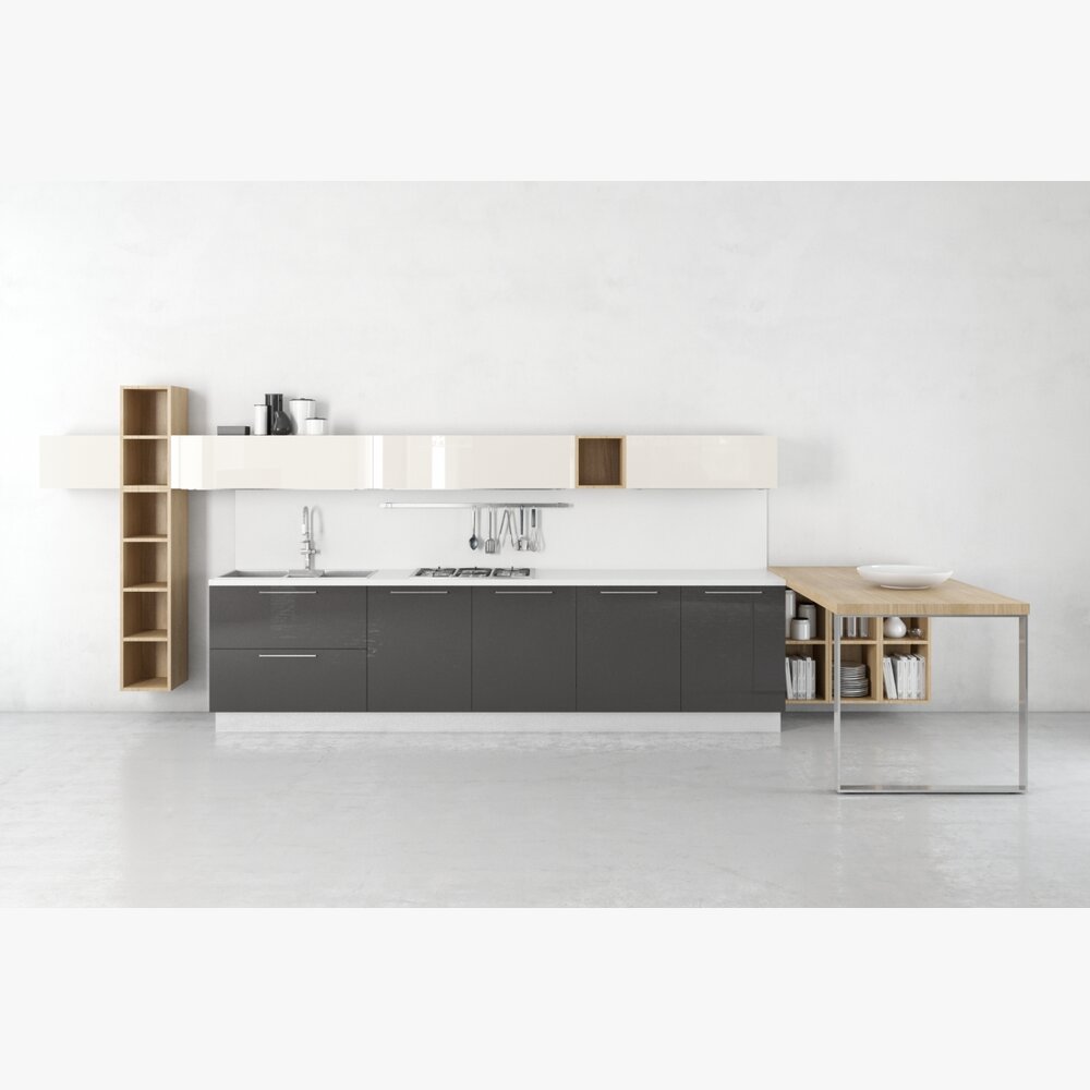 Modern Minimalist Kitchen Set Modelo 3d