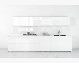 Modern White Kitchen Cabinetry 3D 모델 