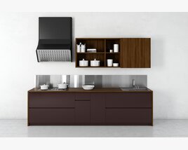 Minimalist Sideboard with Wall Shelves 3Dモデル