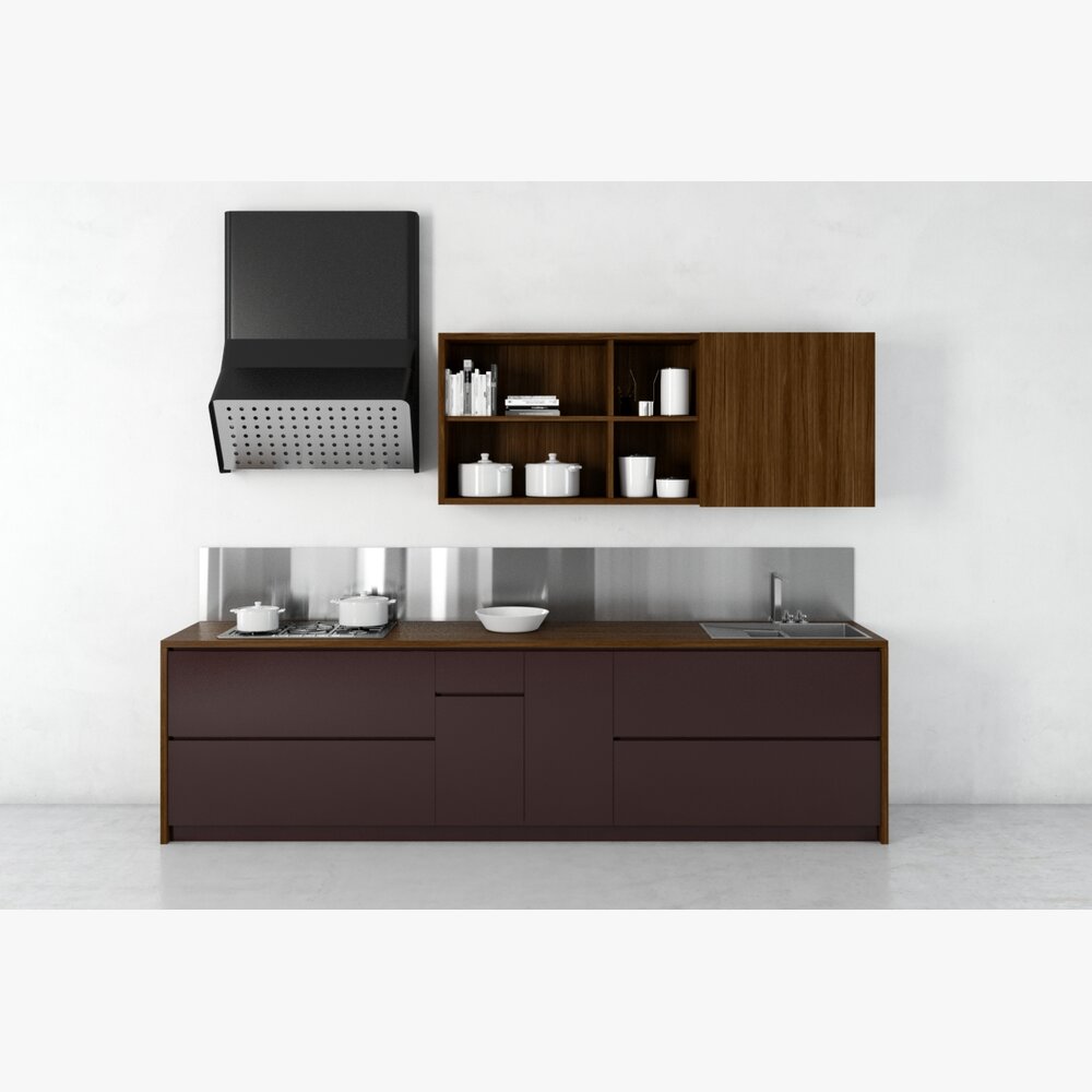 Minimalist Sideboard with Wall Shelves Modèle 3D