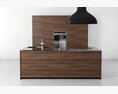 Modern Wooden Kitchen Island 03 3d model