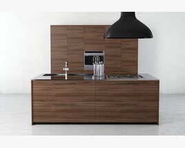 Modern Wooden Kitchen Island 03 Modèle 3D