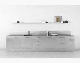 Minimalist Concrete Kitchen Counter 3D модель