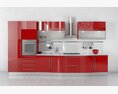 Modern Red Kitchen Cabinetry 3D-Modell