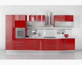 Modern Red Kitchen Cabinetry 3D модель