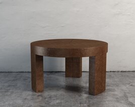 Modern Circular Wooden Table Modello 3D