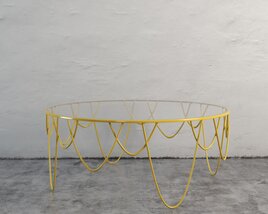 Modern Yellow Wireframe Coffee Table 3D 모델 