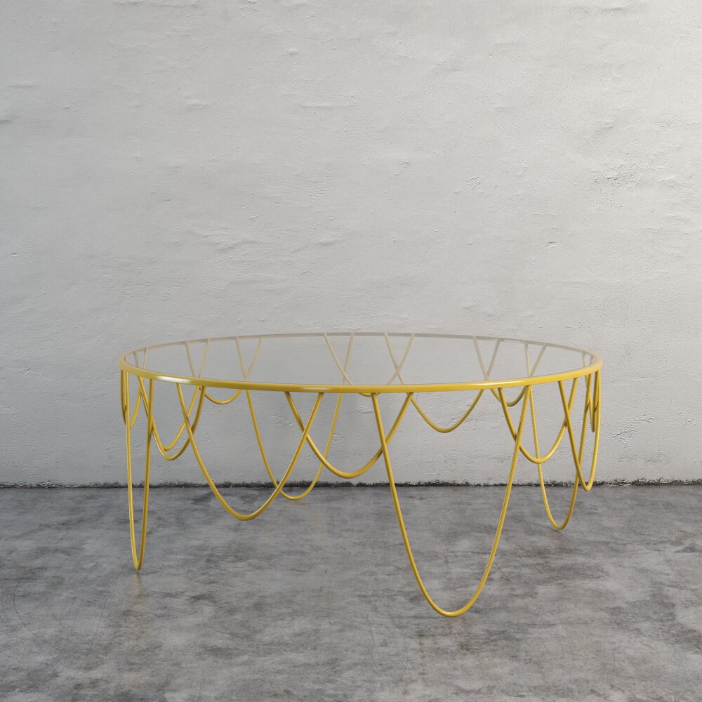 Modern Yellow Wireframe Coffee Table Modelo 3d